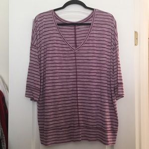 LANE BRYANT Purple stripe 3/4 sleeve top